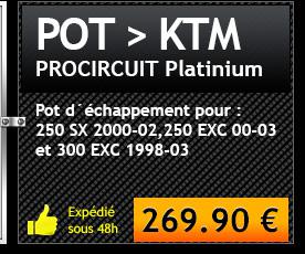 Pot d´échappement PROCIRCUIT Platinium 2 250 SX 2000-02, 250 EXC 2000-03 et 300 EXC 1998-03(269.90 euros)